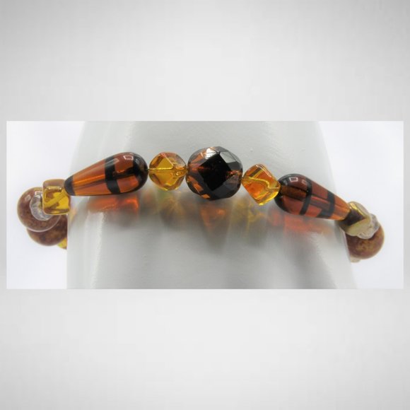 Brown and Topaz Colour Beaded Jewelry Set - Picture 5 of 6